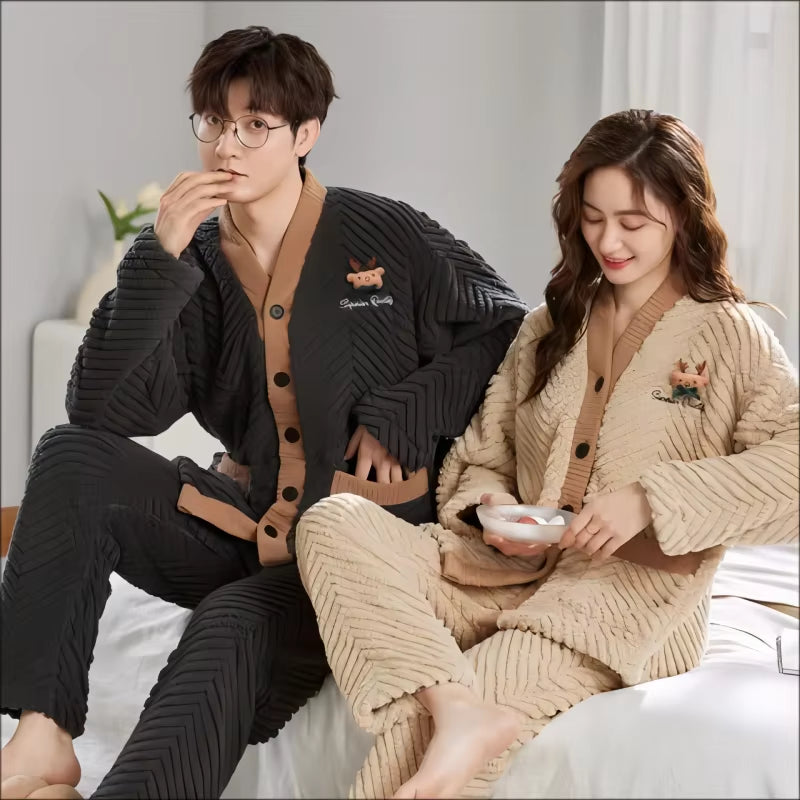 Sleepwear Women for Winter Nightwear Set 2 Pieces Pijama Women'S Night Negligee Pyjamas Comfortable Home Winter Pajama Men